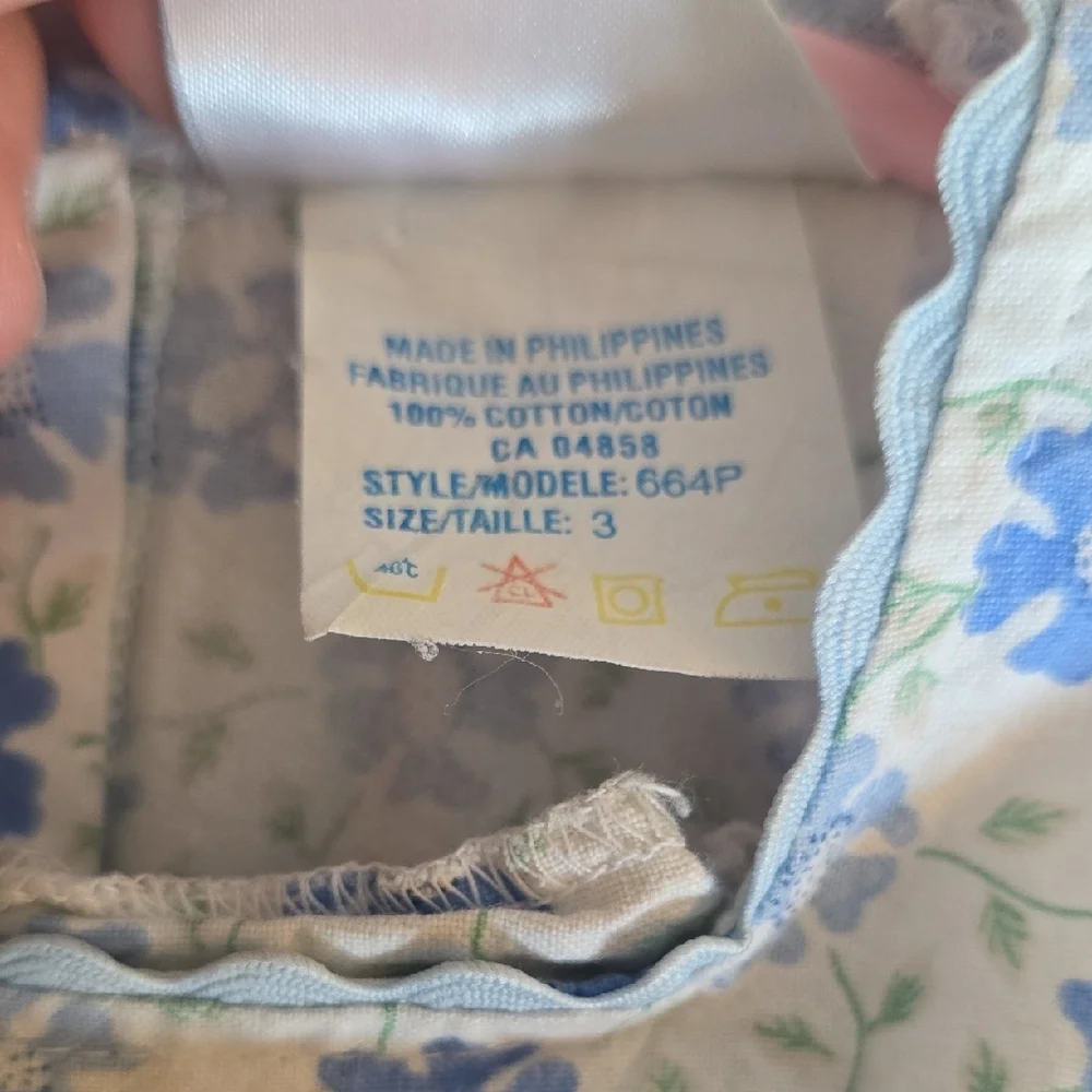 Vintage Floral Blue and White Girls Dress Size 3 - Picture 7 of 7
